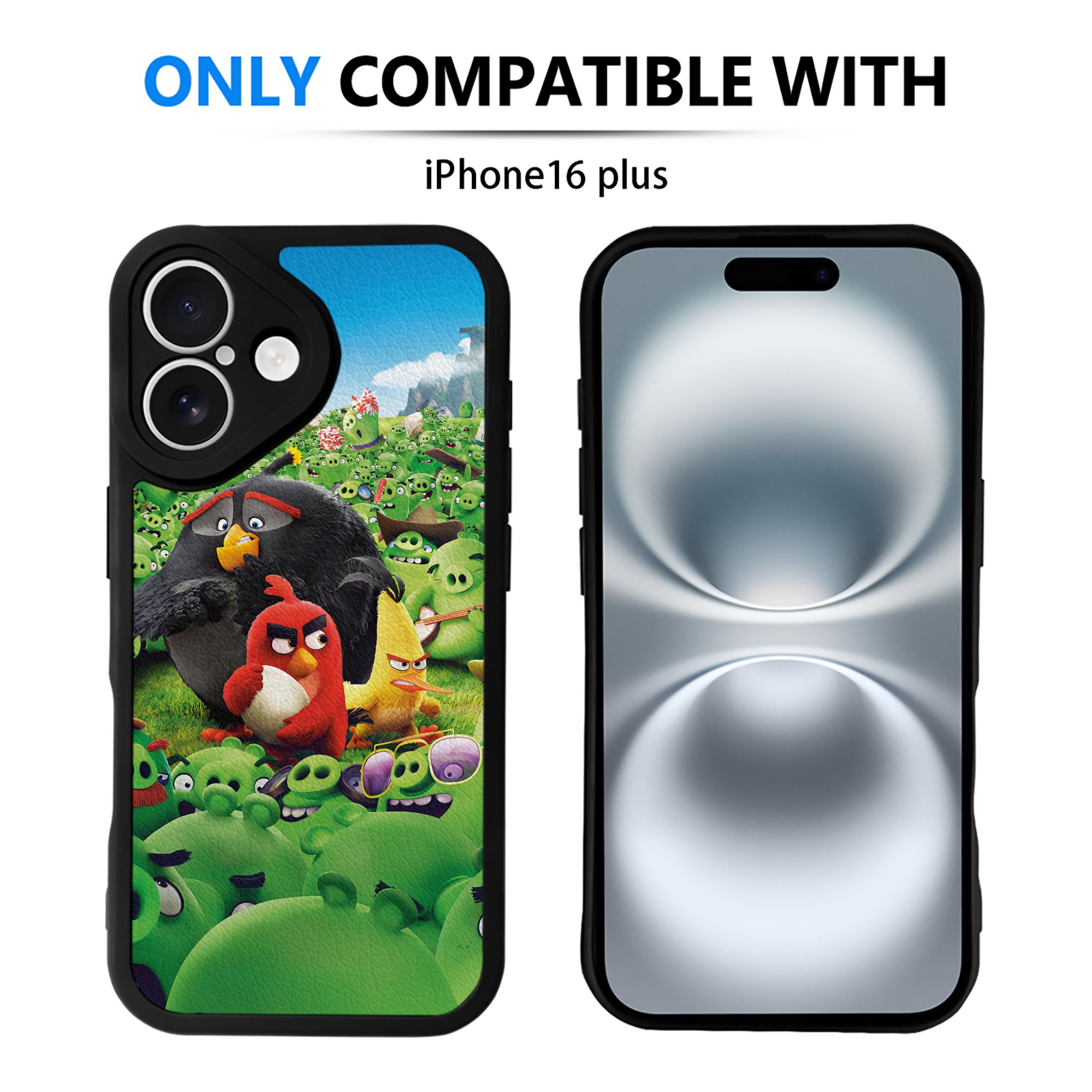 （画像用） Angry Birds アングリーバード 【iPhone 16シリーズ対応】シリコンスマホケース（レザー調） 材質：シリコン